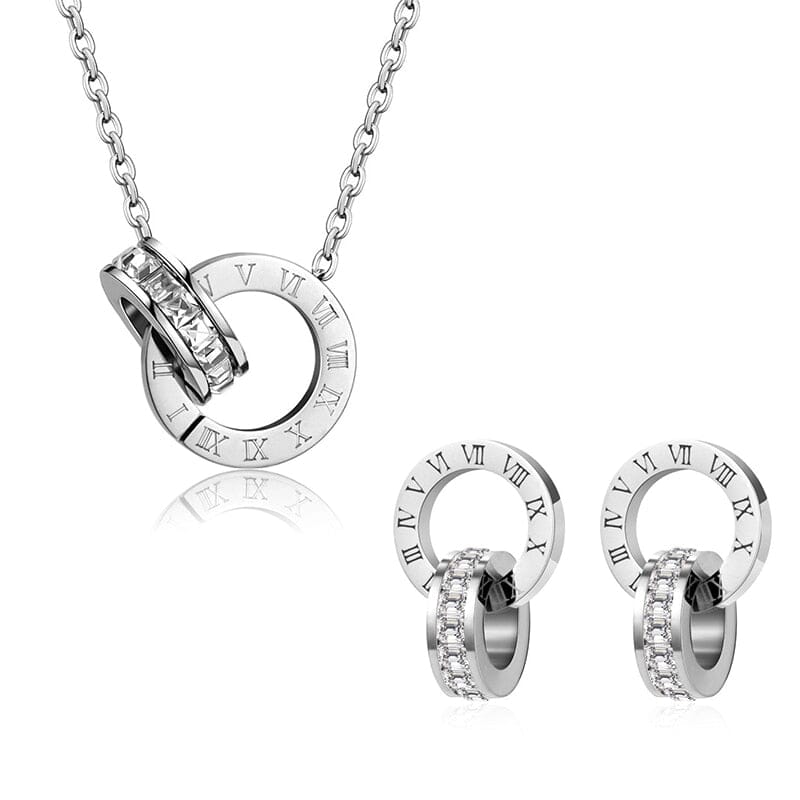 Conjunto Colar e Brincos Números Romanos - Direct Ofertas