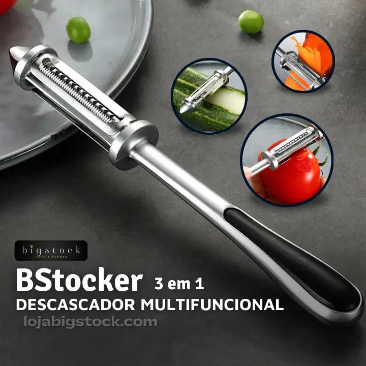Descascador de Legumes e Frutas Multifuncional 3 em 1 BStocker (LEVE 2 E GANHE OUTRO DE BRINDE) - Direct Ofertas