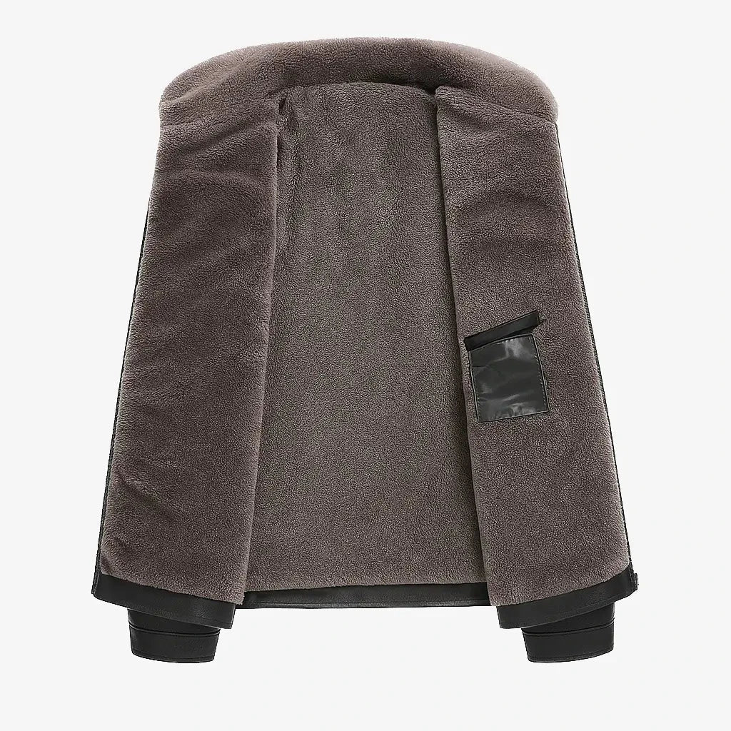 Jaqueta Masculina em Couro com Forro de Cashmere - Direct Ofertas