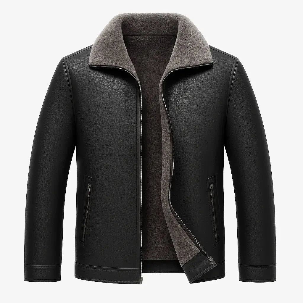 Jaqueta Masculina em Couro com Forro de Cashmere - Direct Ofertas