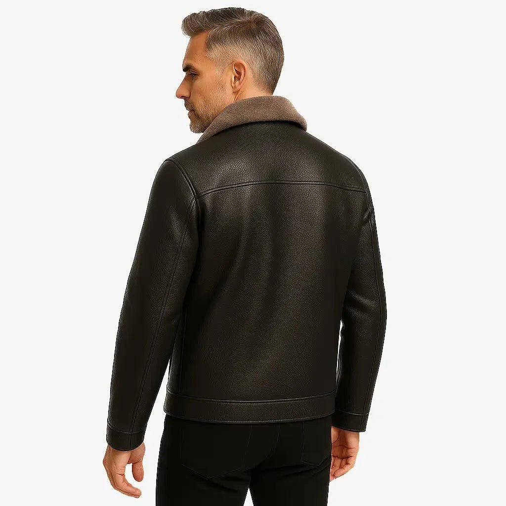Jaqueta Masculina em Couro com Forro de Cashmere - Direct Ofertas