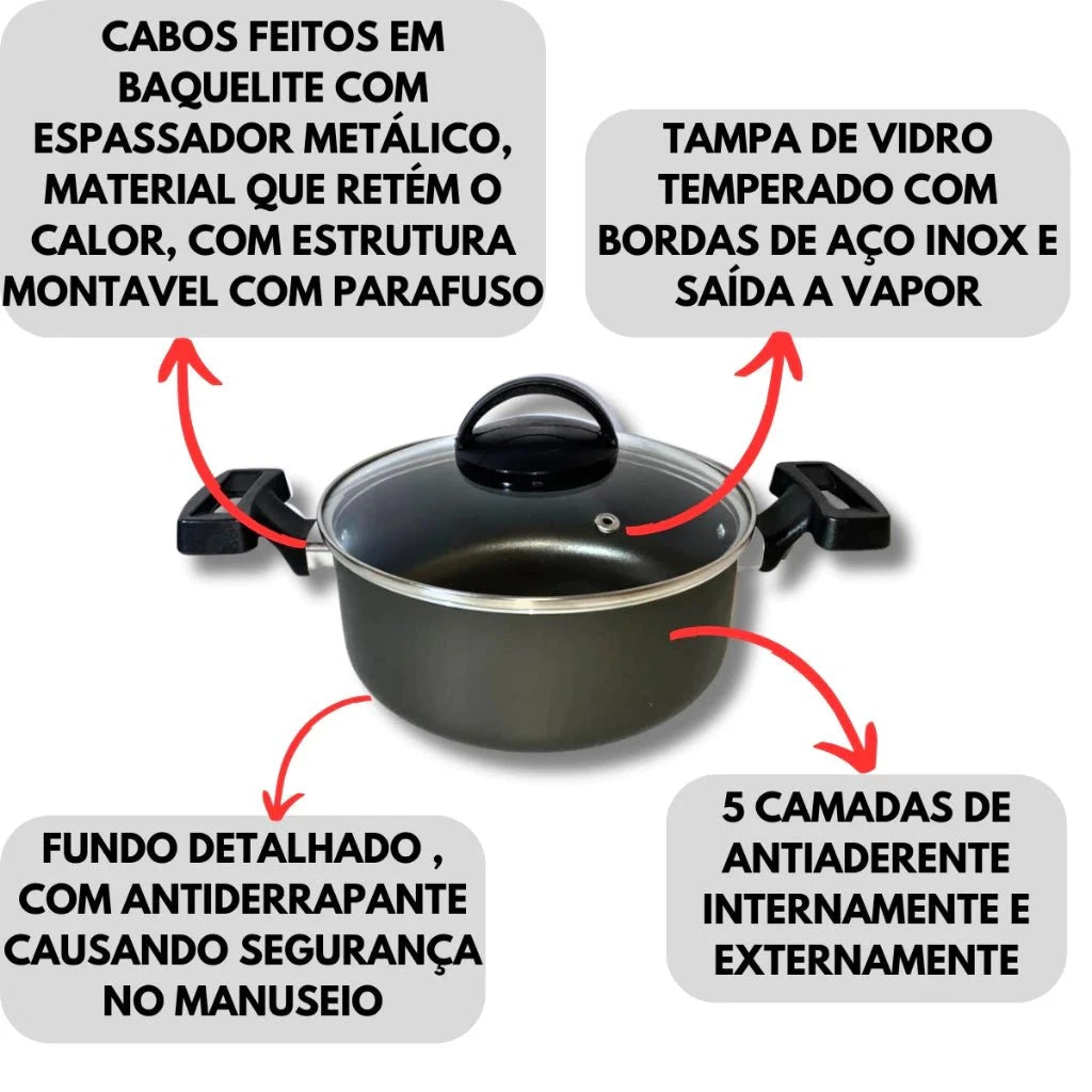 Jogo de Panelas 8 Peças Antiaderente Com Tampa Vidro Jogo de Panelas 8 Peças PS1 Direct Ofertas 
