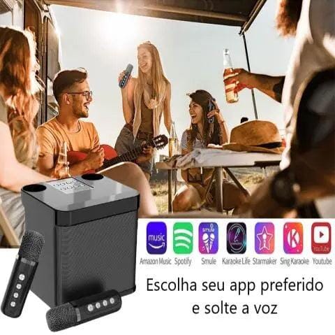 Karaokê Mbox Portátil - Dois microfones sem fio - Direct Ofertas