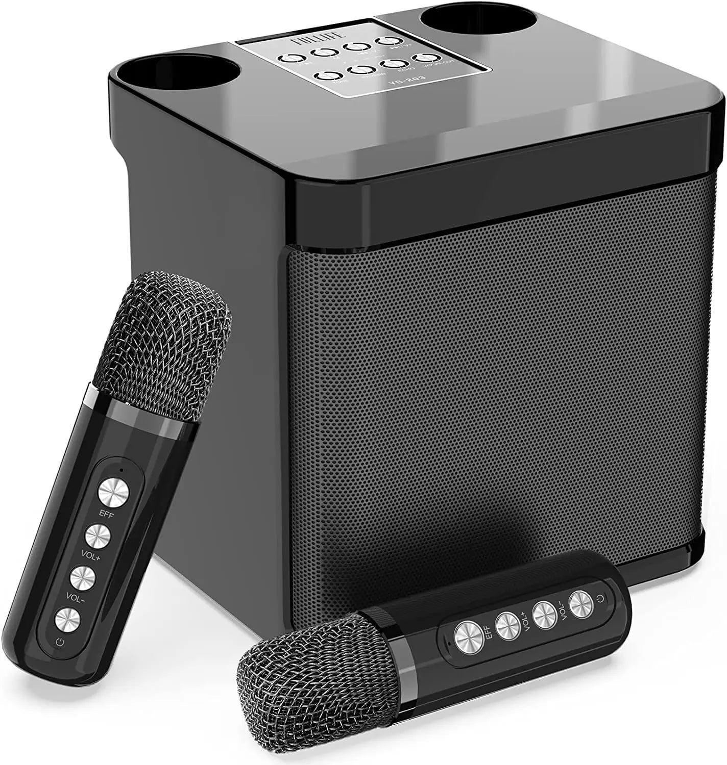 Karaokê Mbox Portátil - Dois microfones sem fio - Direct Ofertas