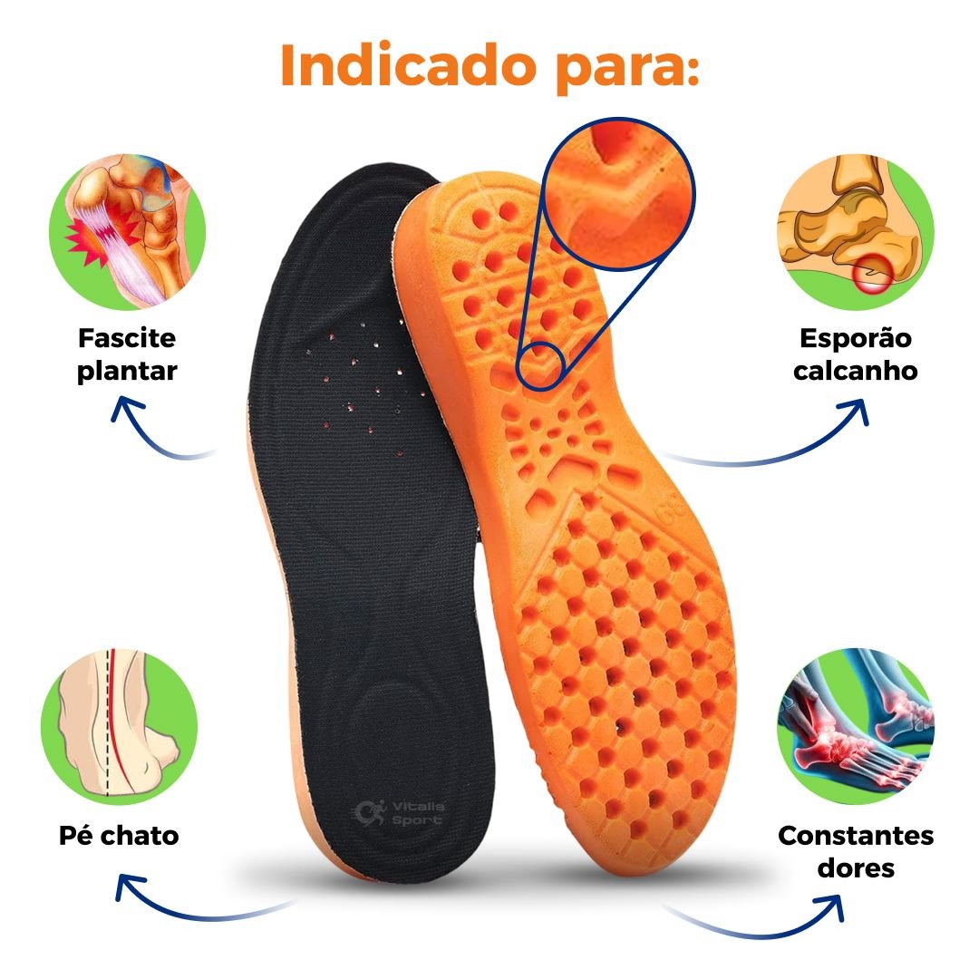 KIT 2 Pares de Palmilha Ortopédica de Gel P.U - Vitalis Sport™ - Direct Ofertas