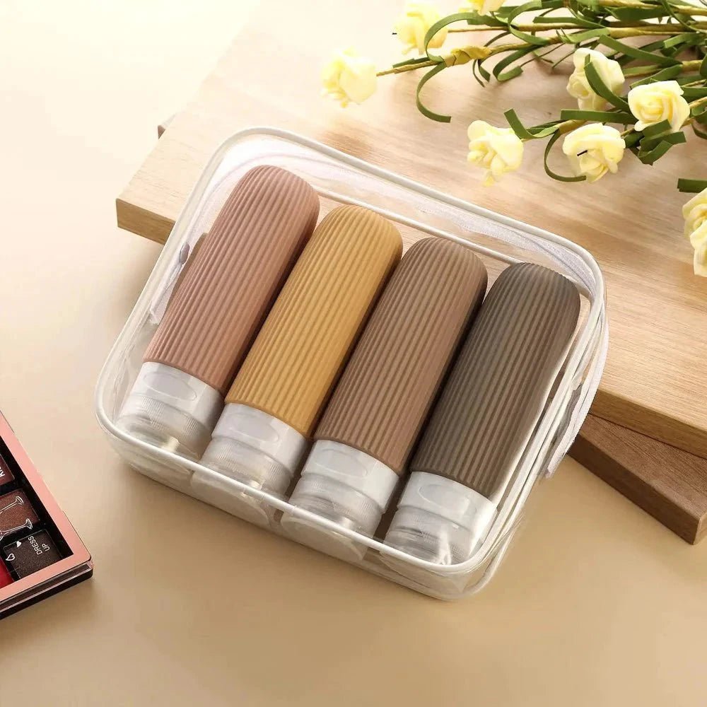 Kit 4 Frascos de Silicone para Viagem – 90ml Antivazamento - Direct Ofertas