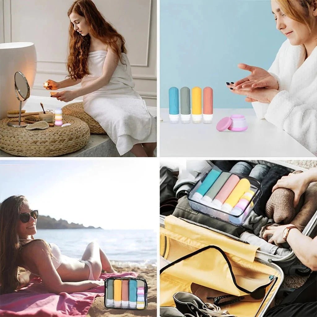 Kit 4 Frascos de Silicone para Viagem – 90ml Antivazamento - Direct Ofertas