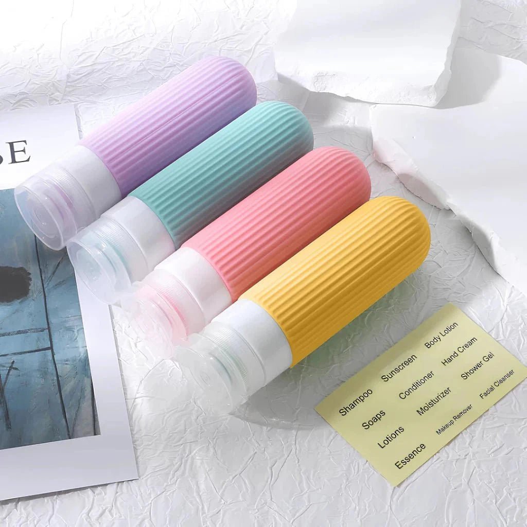 Kit 4 Frascos de Silicone para Viagem – 90ml Antivazamento - Direct Ofertas