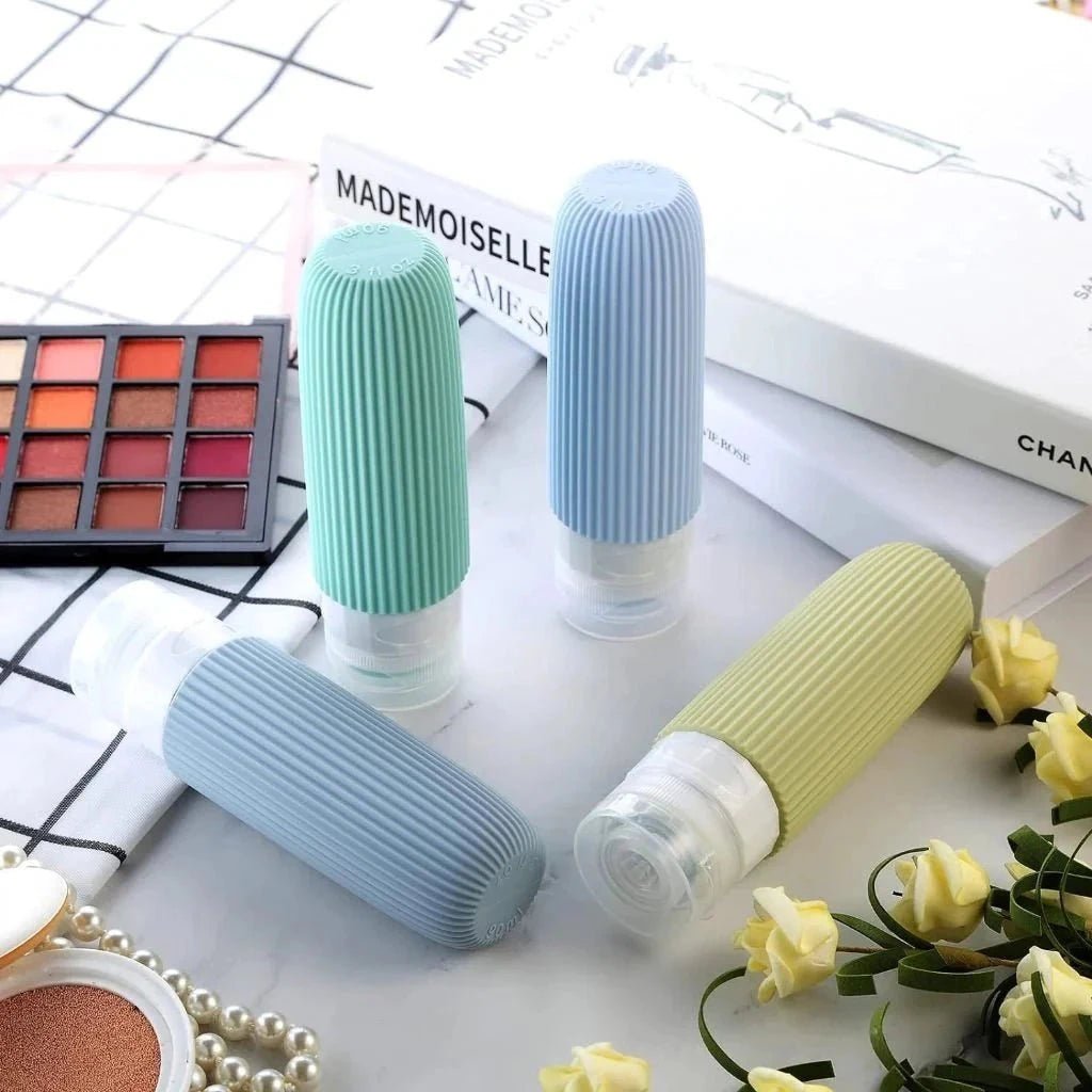 Kit 4 Frascos de Silicone para Viagem – 90ml Antivazamento - Direct Ofertas