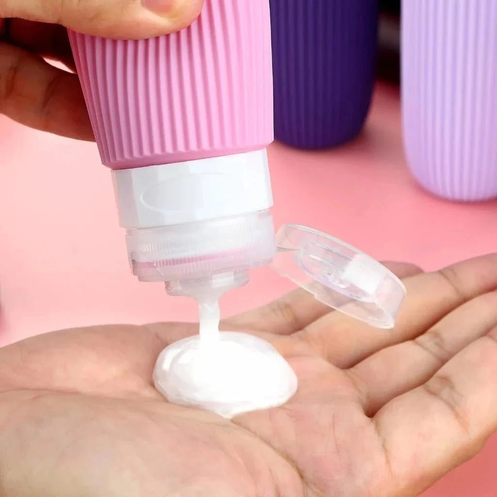 Kit 4 Frascos de Silicone para Viagem – 90ml Antivazamento - Direct Ofertas