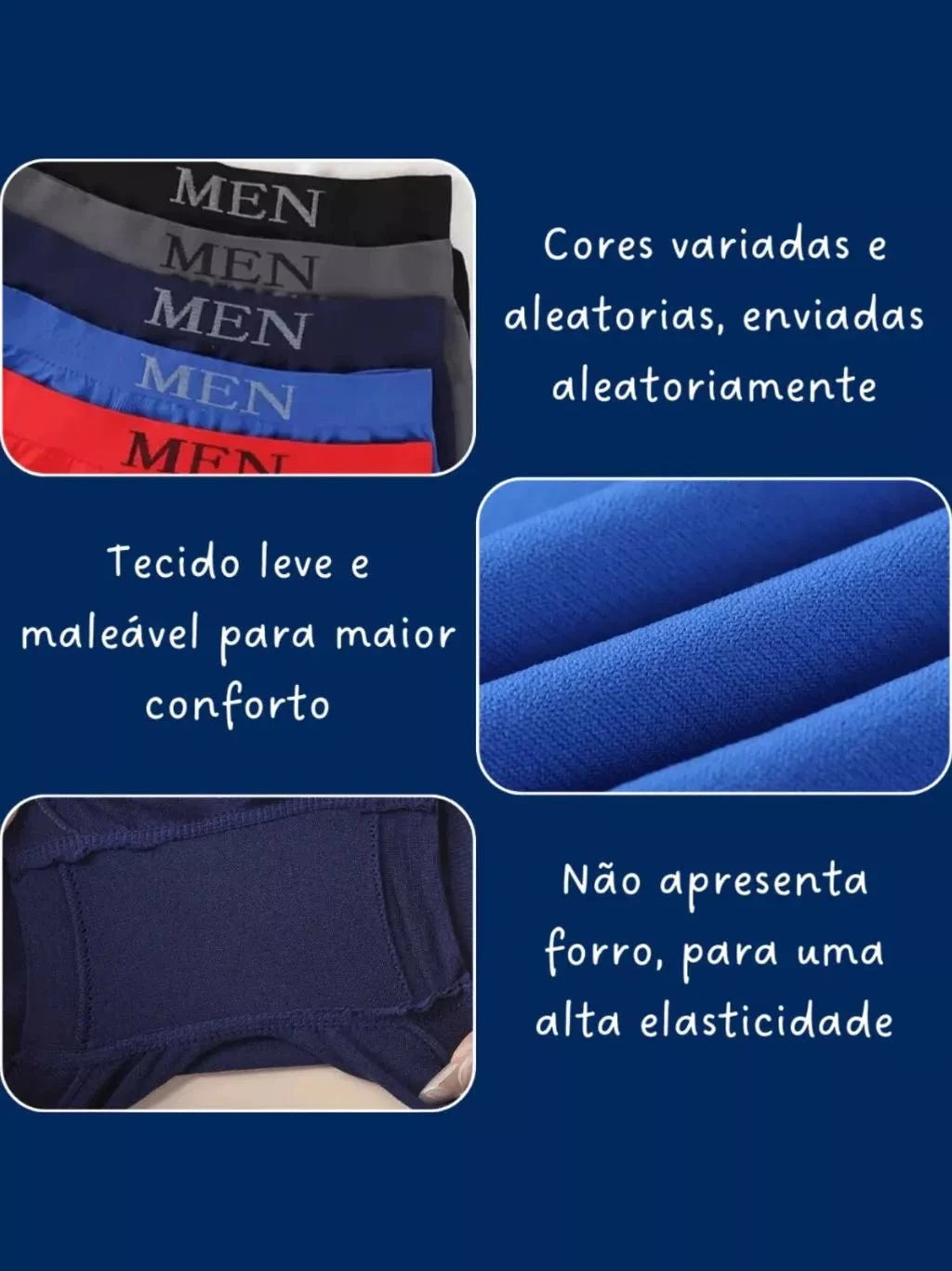 Kit de Cuecas Boxer Masculina Sem Costura Kit de Cuecas Boxer Masculina PS1 Direct Ofertas 