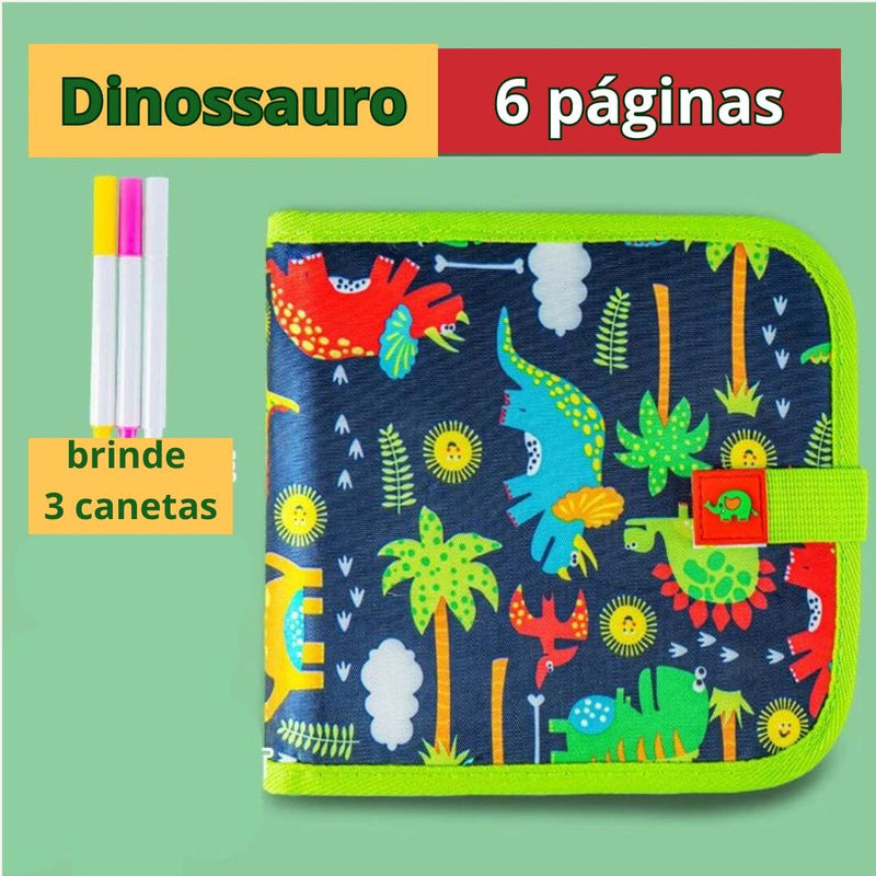 Livro de Desenho Reutilizável [FRETE GRÁTIS] Direct Ofertas Dinossauro 6 páginas 