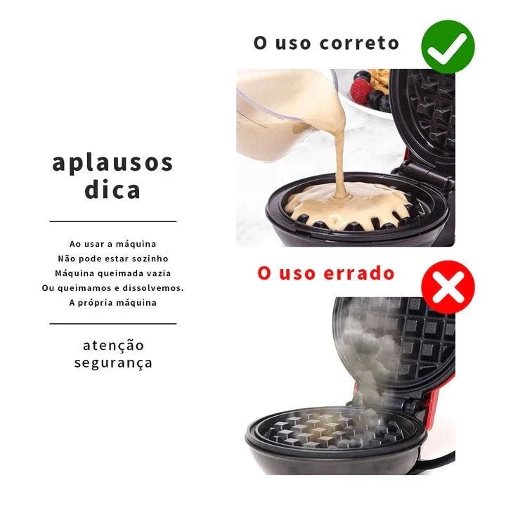 Mini Máquina de Waffles Elétrica Portátil - Direct Ofertas