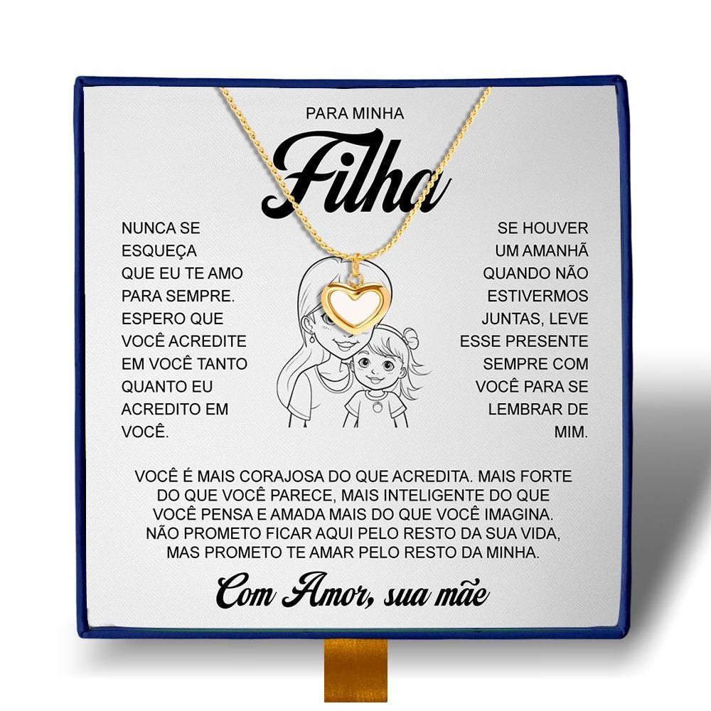 Para Minha Filha - Colar Coração Pérola Banhado a Ouro 18k - Direct Ofertas
