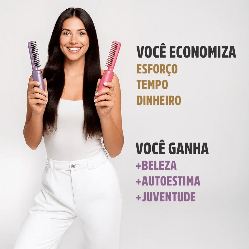 Pente Alisador de Cabelo 5 em 1 Sem Fio InfiniteGlam - Direct Ofertas