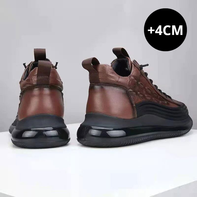 Tênis Masculino Estilo Couro De Crocodilo + Relogio de Brinde - Direct Ofertas