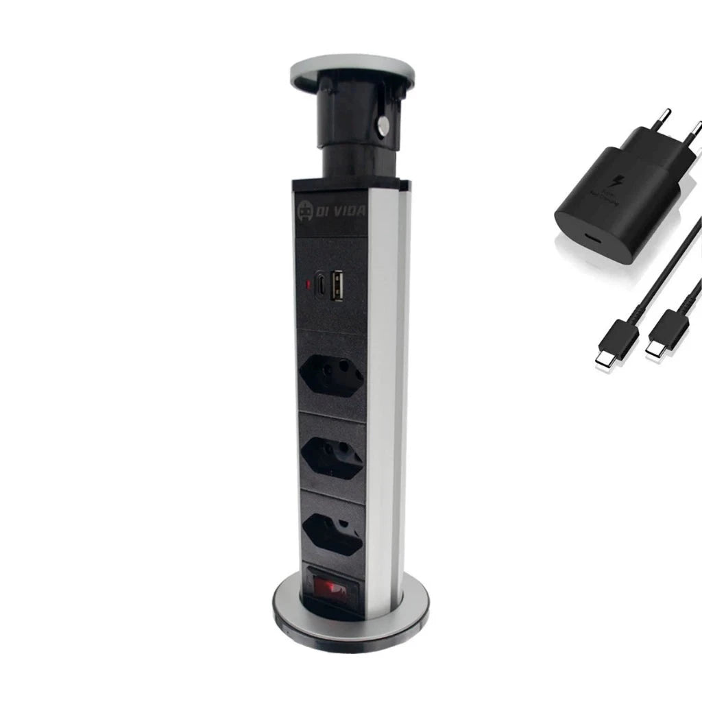 Torre de Tomada Retrátil Multiplug - Direct Ofertas