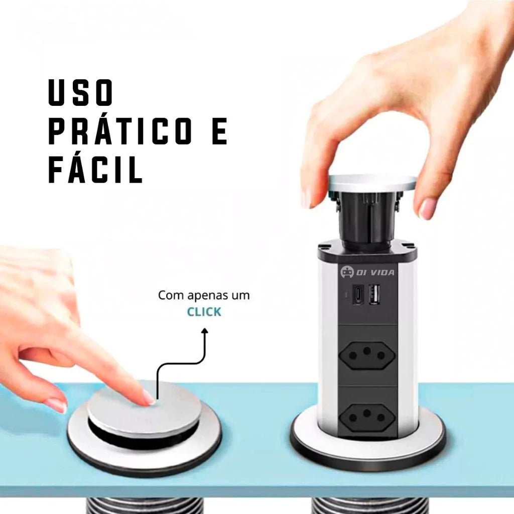 Torre de Tomada Retrátil Multiplug - Direct Ofertas