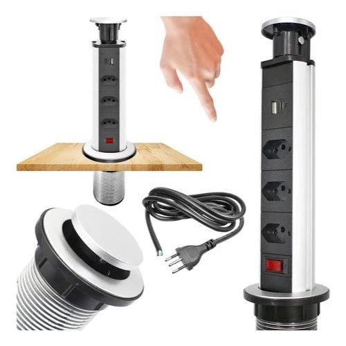 Torre de Tomada Retrátil Multiplug - Direct Ofertas