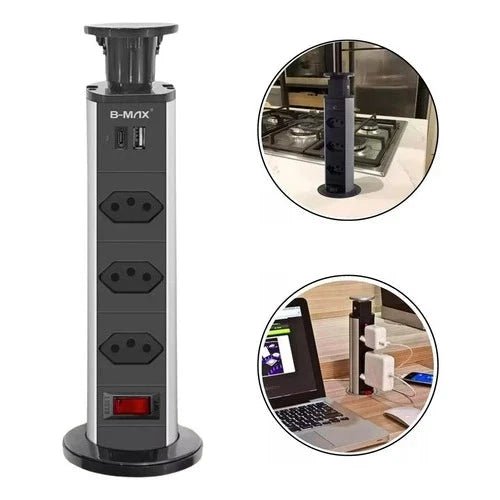 Torre de Tomada Retrátil Multiplug - Direct Ofertas