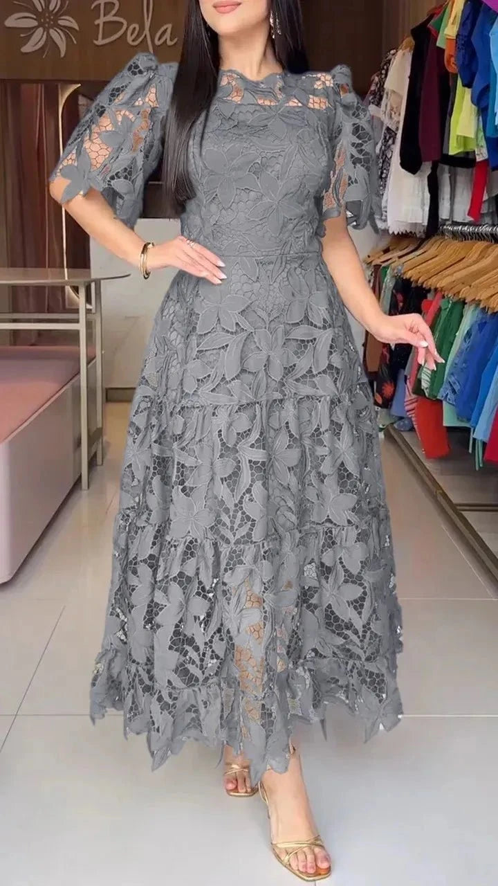 Vestido Feminino de Renda Anaju Vestido Feminino de Renda Anaju P11 Direct Ofertas Cinza P 