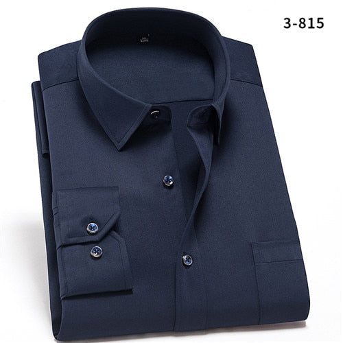 Camisa PremiumElastic™- Camisa Social Premium Elástica Masculina MP026 Direct Ofertas Azul Escuro PP (49-55kg) 