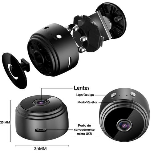 Mini Câmera Magnética Wifi Tempo Real HD MP076 Direct Ofertas 